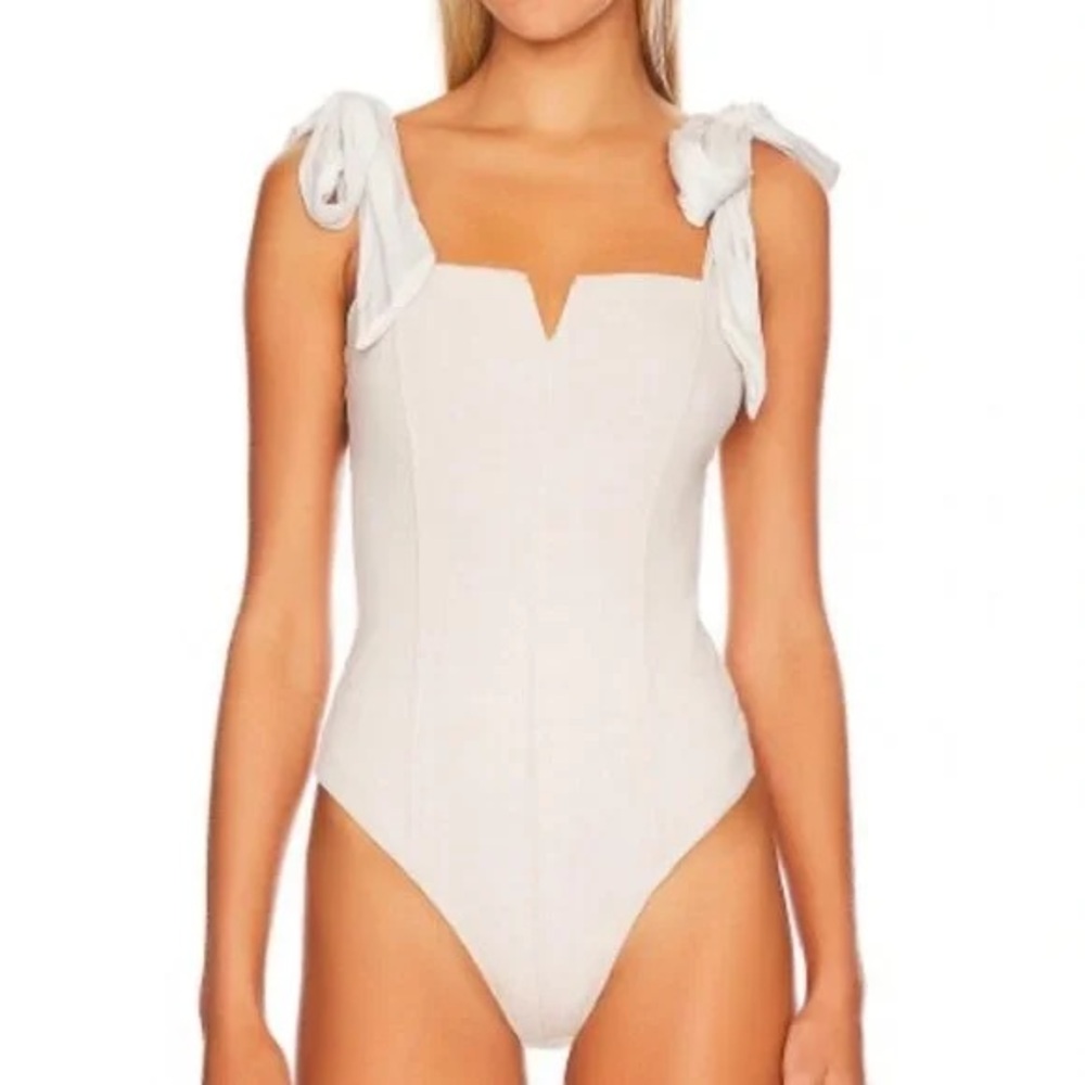 Free People x Anthropologie Ivory Lola Thong Stretch Bodysuit sz XS